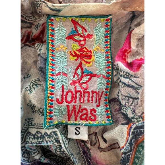 Johnny Was Umoya Blouse Size Small Cotton Gauze Embroidered Boho Top - Picture 6 of 6